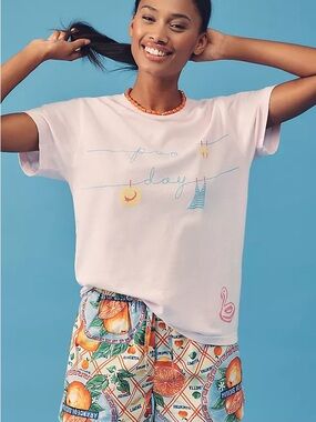 NWT Anthropologie Let Luv Summer Day Graphic Tee